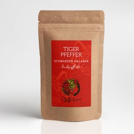 Tiger Pepper Black Malabar in Aroma Protection Bag 80 g Hand Picked from the Malabar Coast of India