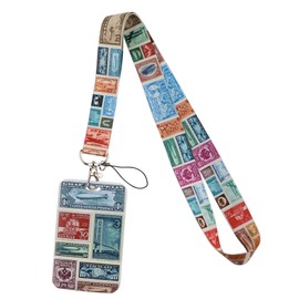 Antique Stamps Collecter Mail Postage Lanyard Card School ID Holder Student Travel Lanyard