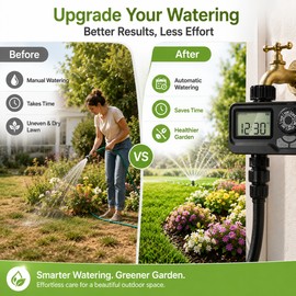 Programmable Sprinkler Timer for Lawn & Garden – Dual Outlet Watering Control with Rain Delay