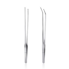 Feeding Tongs 2pcs Stainless Steel Aquarium Long Tweezers 27cm/10.6 inches Straight Curved Tweezers for Fish Tank Aquatic Plants Reptile Lizard Gecko Snake Spider Bird