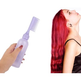 3 Pack root Comb Applicator Bottle Hair Coloring Dye Care Plastic Squeeze Hair cutting, dry cleaning, dye bottle with Graduated Scale (Purple+White+Pink, One size)