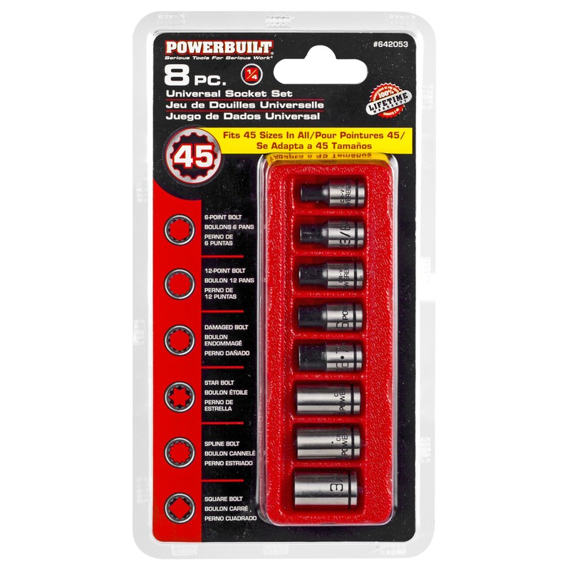 Powerbuilt 8-Piece 1/4-Inch Drive Universal Spline Socket Set with Dual
