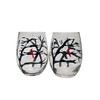 Snowy Branches Red Cardinal Stemless Wine Glasses Set of 2