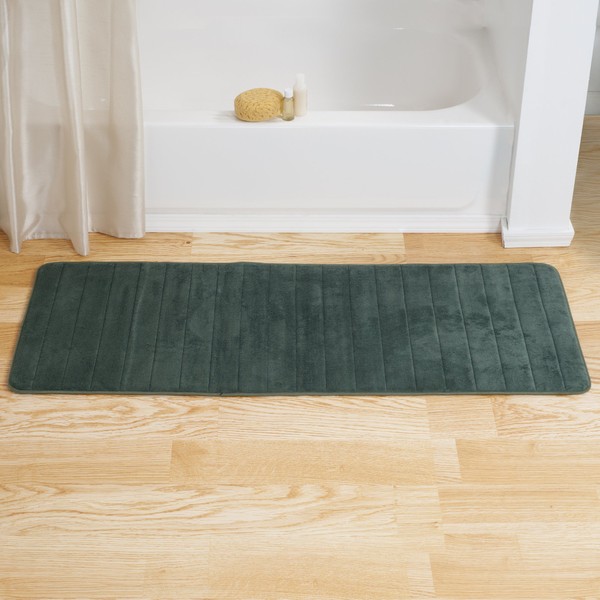 Lavish Home Memory Foam Striped Extra Long Bath Mat, 24