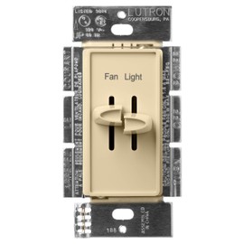 Lutron Skylark 3-Speed Combination Fan and Light Control, 1.5 Amp, Single-Pole, S2-LFSQ-IV, Ivory