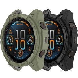 Case Cover Compatible with Garmin Fenix 8 51MM, Rugged Bumper Frame TPU Anti-Scratch Resistant Protective Shell SmartWatch Accessories for Garmin Fenix 8 51MM Case (Black&ArmyGreen)