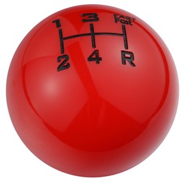 Arenbel 5 Speed Car Racing Shifter Lever Stick Knob Polished Ball Gear Shift Grip Handle Replacement Fit Regular Auto Manual Vehicles, Red