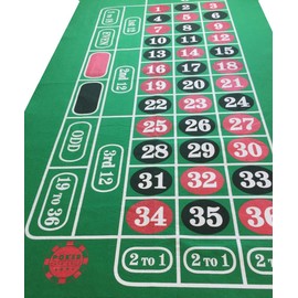 POKER CHIP SHOP GIANT GREEN ROULETTE FELT BAIZE CLOTH LAYOUT LARGE PLAYING AREA 180cm by 90cm