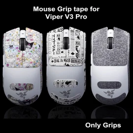 Hokeyio Grip Tape for Razer Viper V3 Pro - Anti-Slip,Enhanced Control, Sweat Resistance,Improves FPS Gaming Grip & Mouse Protection [Pre-Cut] Printsteam BW