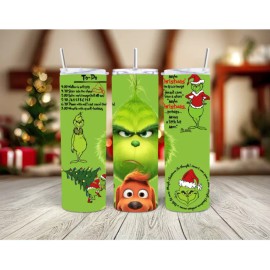 Unbranded Christmas Grinch To Do List Insulated 20oz Skinny Travel Tumbler
