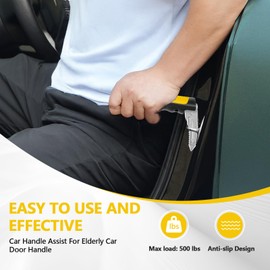 Kaiedos Car Door Handle for Elderly - 2025 New 3-in-1 Car Handle Assist, 2 Pack Auto Cane Portable Vehicle Support Handle Door Assist Bar, Max Load 500 Lbs, Anti-Slip Design (Yellow-2-Pack Car Handle)