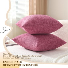 oecoel Decorative Throw Pillow Covers 16x16 Inch Super Soft Modern Farmhouse Pillow Case with Rustic Woven Textured, Outdoor Cushion Covers for Sofa Livingroom, Set of 2, Rose