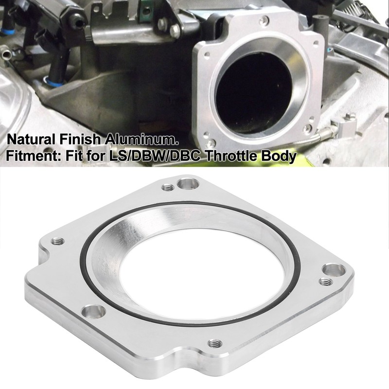 Throttle Body Adapter Plate Natural Finish Aluminum with Mounting Bolts