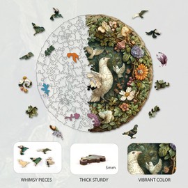 Ruikiyart Wooden Puzzles Retro for Adults Pigeon Dove Jigsaw Puzzles 200Pcs Unique Shapes Pieces Pigeon Puzzles Fabulous Gift for Kids and Adults on Birthday, Thanksgiving, Christmas,11.2x11.2 Inches