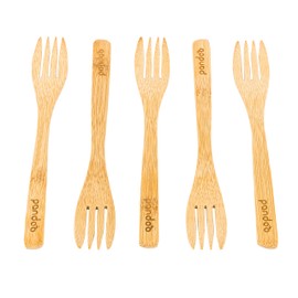 pandoo Forks made of 100% natural bamboo, reusable and environmentally friendly, plastic-free, high-quality, lightweight and stable, biodegradable
