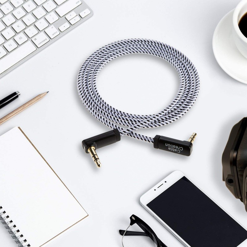 CableCreation 3.5mm Aux Cable 6FT/1.8M, 90 Degree 3.5mm Male to
