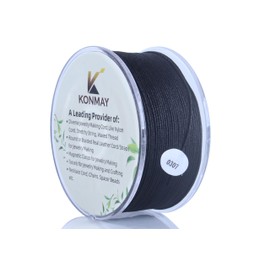 KONMAY 0.4 mm Nylon Cord for Bracelets with Organiser Box, 150 Metres Black Nylon Thread Satin Cord for Jewellery, Macrame, Kumihimo, Beading, Chinese Knots & Crafts