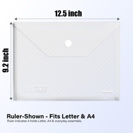 WORPSON 10 Pack, Plastic Envelopes – Transparent Waterproof Reusable File Folders for A4 Letter Sized Documents, Receipts, Photos & Office/School Use (10)