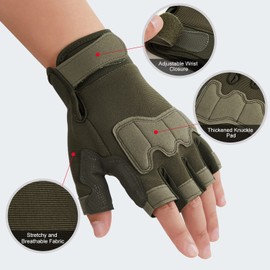FIORETTO Mens Breathable Padded Fingerless Motorcycle Gloves Half Finger Gloves for Cycling Hiking Climbing Outdoor Sports