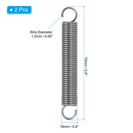PATIKIL Extension Spring, 2pcs Wire Diameter 0.05", OD 0.4", Free Length 2.8" Spring Steel Dual Hook Tension Springs for Lawn Tractor Home Repairs DIY, Grey