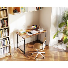 Casaottima 40 Inch Small Computer Desk for Home Office, Study Writing Table for Small Spaces, Simple Modern Desk with Headphone Hooks, Vintage