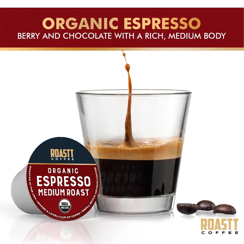 Organic Espresso Pods for Keurig K Cup Brewing, Organic Medium