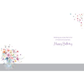 Cherry Orchard Sister in Law Birthday Card, Vibrant Flowers & Vase design, Finished with Pink Foil Text, complete with envelope