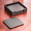 Dacasso Black Leatherette 4 Square Holder Coaster Set
