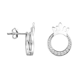 SOFIA MILANI - Women's Earrings 925 Silver with Zirconia Stones - Crown Stud Earrings - E1160, Sterling silver, Cubic Zirconia
