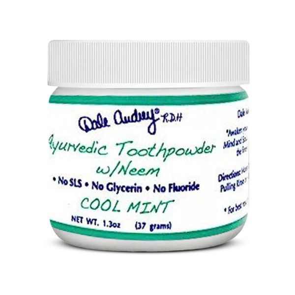 Dale Audrey Ayurvedic Remineralizing Toothpowder for Sensitive Teeth | Refreshing Cool Mint Flavor Teeth Whitening and Fresh Breath | Natural Tooth Powder for Gums and Bad Breath (1.3 Oz)