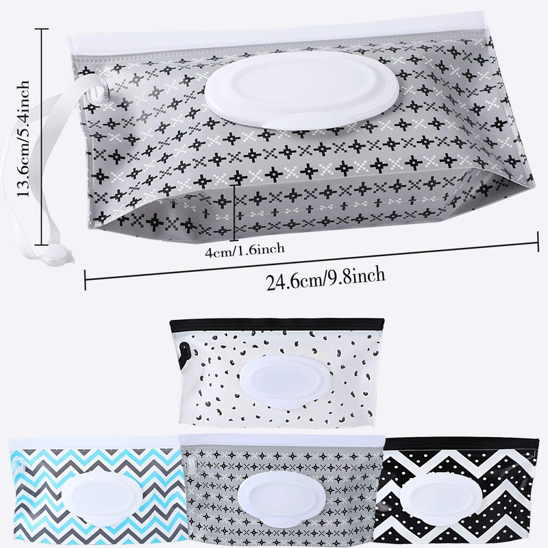 FEBSNOW 4 Pack Baby Wipe Dispenser, Portable Refillable Wipe Holder,