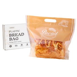 Lesibag Plastic Bread Bags for Homemade Bread, Freezable Seal Tight Cellophane Bags for Loaves, Sourdough，Bagels (50 Packs)