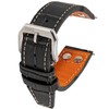 HMS, Classic Patterned Leather Watch Strap with Studs (Black -