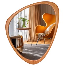 HOMECOOKIN Irregular Mirror Wall Decor, Wood Wall Mirrors Decorative for Living Room, Bedroom, Bathroom, Entryway, Wall Mounted Aesthetic Mirrors, 20" H x 25.5" W
