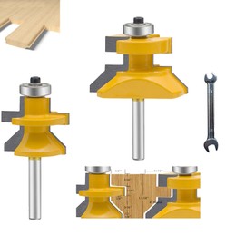 LEATBUY Tongue and Groove Flooring Router Bit Set 1/4-Inch Shank 2 PCS, V-Notch Wainscotting and Flooring Matched Router Bits Set with Edge Banding(SC-V1)