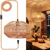 Maliralt Hanging Lamps Rattan Pendant Light Hanging Lights 16.4ft Plug