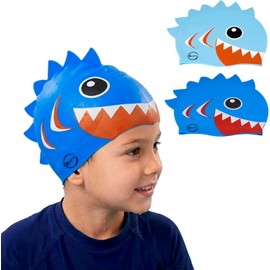 Maxfit Gorro de Natación Silicona Profesional, Gorro de Natacion Niño Modelo de Piraña, Gorra Natación Unitalla de Alta Calidad