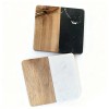 20 Pcs Natural Acacia Wooden White Marble Square Coasters Set