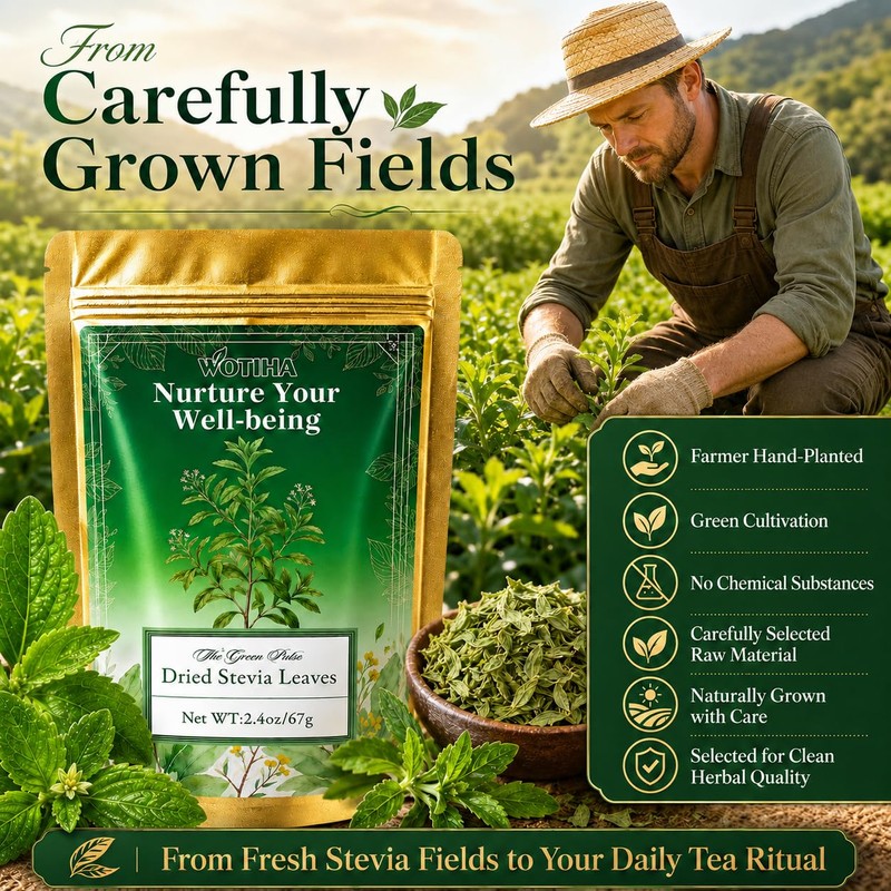 WOTIHA Dried Stevia Leaves, 100% Whole Natural Leaves, Zero Calorie