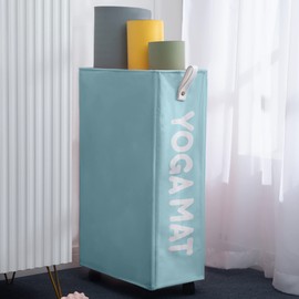 Twira Yoga Mat Storage Racks, Home Gym Storage Rack for Foam Roller, Yoga Strap and Resistance Bands, Workout Equipment Corner Storage Organizer with Wheels (Light Blue)