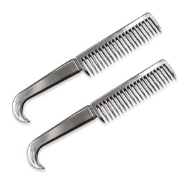Bohue 2Pcs Aluminum Alloy Horse Comb Mane Tail Pulling Comb Metal Horse Grooming Tool Smooth Surface Durable Metal Polishing Horse Comb for Horse