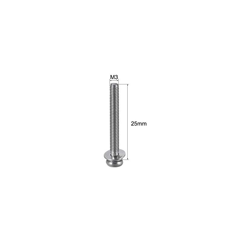 sourcing map M3 x 25mm Stainless Steel Phillips Pan Head