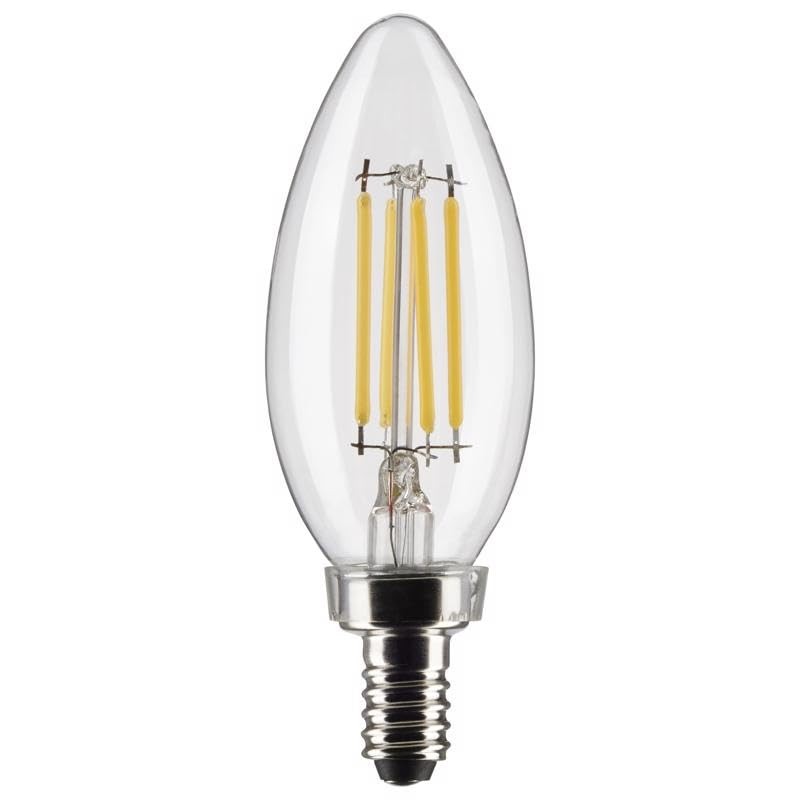 Satco S21820 4 Watt B11 LED Bulb, Clear, Candelabra Base,