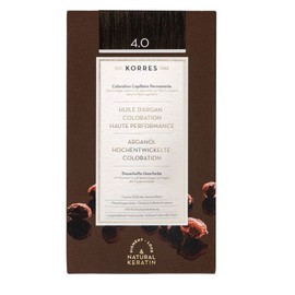KORRES Argan Oil Colourant - Ammonia Free Hair Colour Medium Brown 4.0 - 100% Grey Hair Coverage & Vegan for a Long-Lasting Colour Result