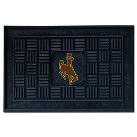 Fanmats 12822 University of Wyoming Cowboys Vinyl Medallion Door Mat , Black, 19"x30"