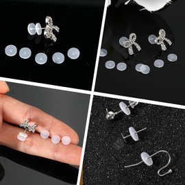100 Pcs Silicone Earring Backs Stoppers for Piercings, 7 mm Ear Lobe Support Patches Clear Discs Stabilizer Pads for Heavy Earrings, Healing Non-Pull Earlobe Support Patches, Piercing Bumps​