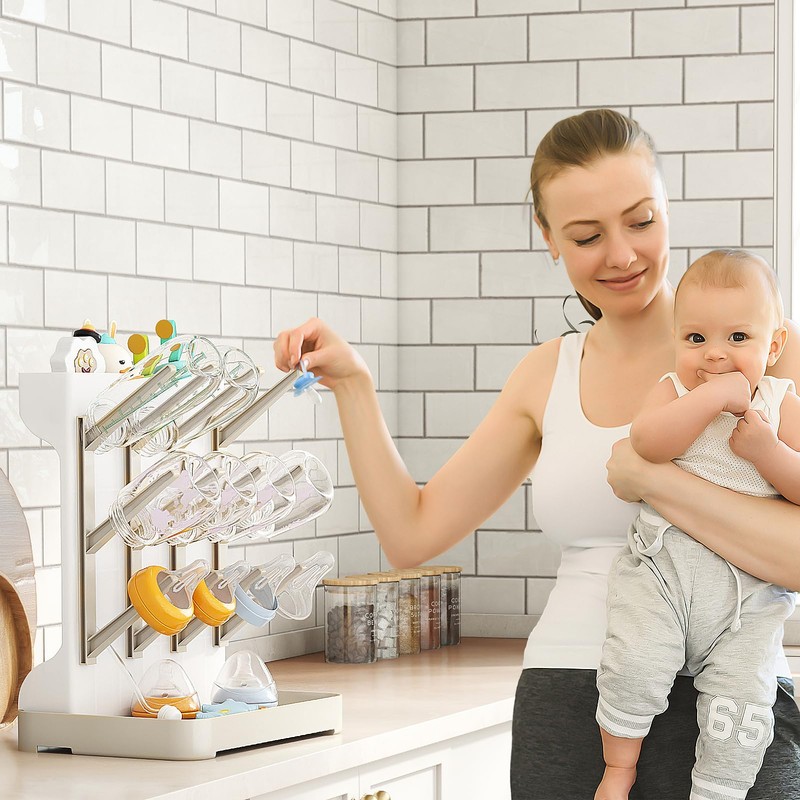 GoMaihe Baby Bottle Drying Rack: Space Saving Vertical Bottle Dryer