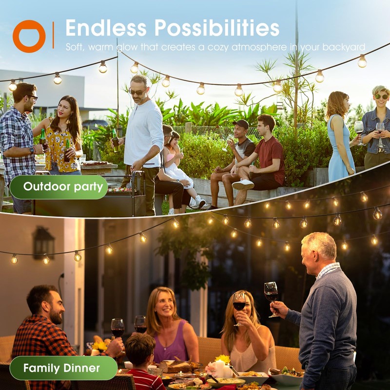 addlon 56FT(50+6) Solar String Lights Outdoor with Remote, 27 Shatterproof