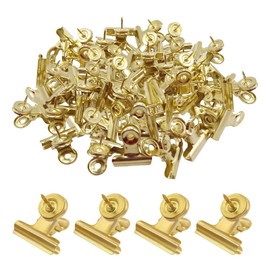BLMHTWO 30 Pieces Thumb Tacks Clips Gold Heavy Duty Push Pins Clips Metal Cubicle Clips Cork Board Pins No Holes for Paper, Creative Paper Clips With Tack for Cork Board and Photo Wall