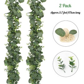 LOMOHOO Eucalyptus Garlands,4Pack 5.7ft Long Artificial Mixed Eucalyptus Leaves Vine Christmas Greenery Garland Hanging Plants for Farmhouse Table Centerpiece Mantel Wedding Arch Backdrop Decor